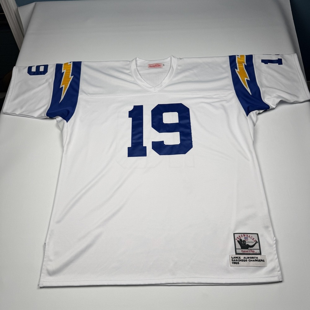 San Diego Chargers Jersey Mens 60 White NFL Football Mitchell & Ness Alworth 19